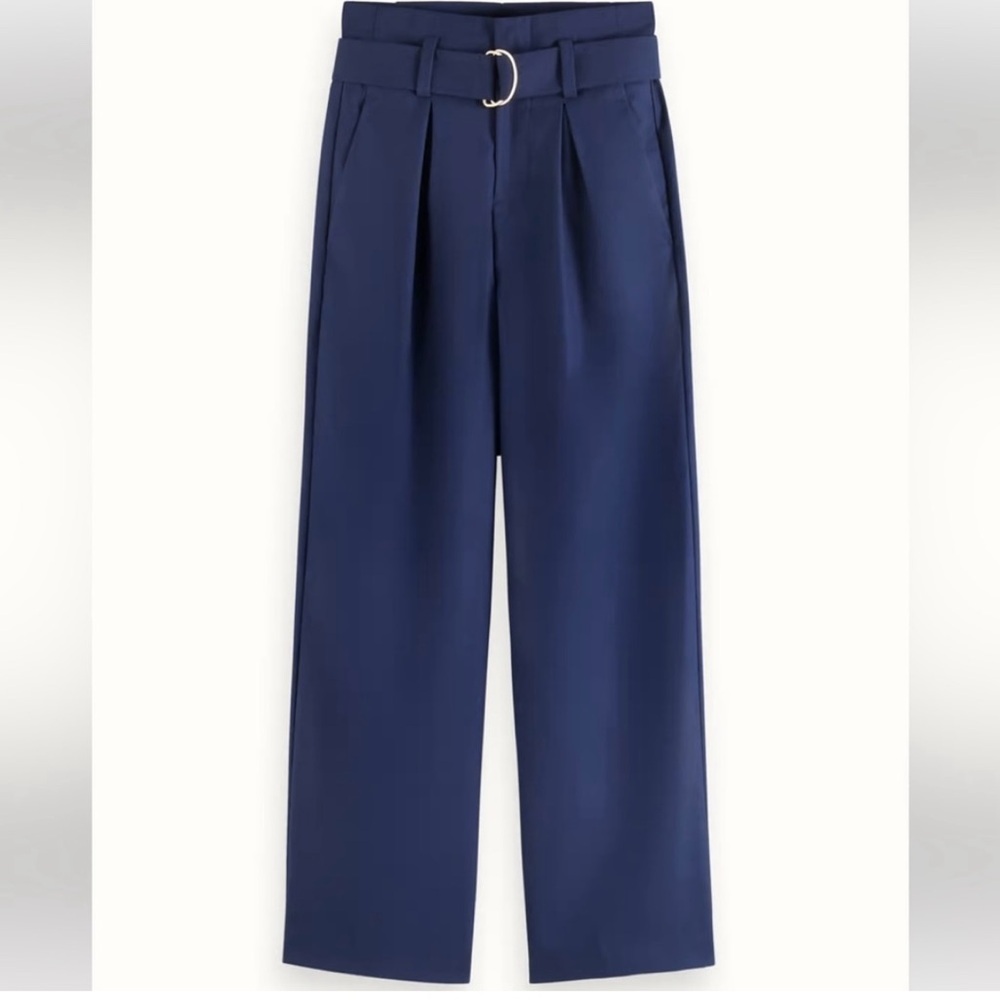 NWOT Scotch & Soda Daisy High Rise Paperbag Trousers Pants Navy 30